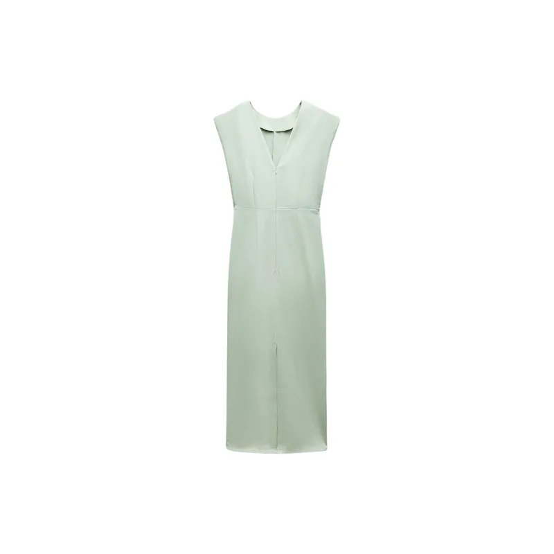 ZARA Sleeveless Dress Women's Green-1