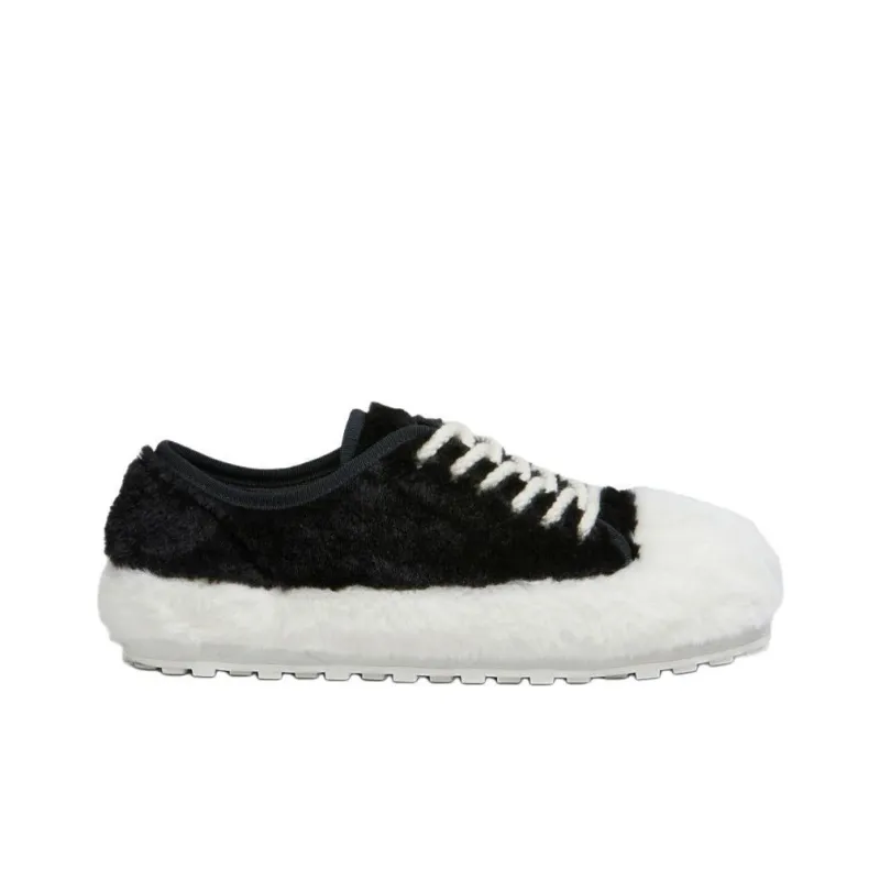 MARNI Faux-Fur Lace-Up Sneakers Women's-1
