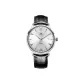 Pointed Style Silver Case White Dial Black Leather Strap