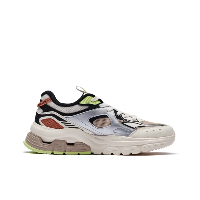 361° Cushioned Anti Slip And Wear Resistant Lightweight Low Top Casual Running Shoes Men's Beige Black-1