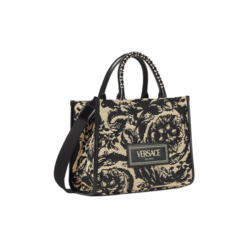 VERSACE Barocco Viscose Tote Bag, Shopping Bag, Handbag Trumpets Women's Black-1