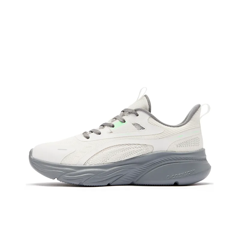 QIAODAN Breathable Lightweight Low-Top Running Shoes Women's Beige Gray-0