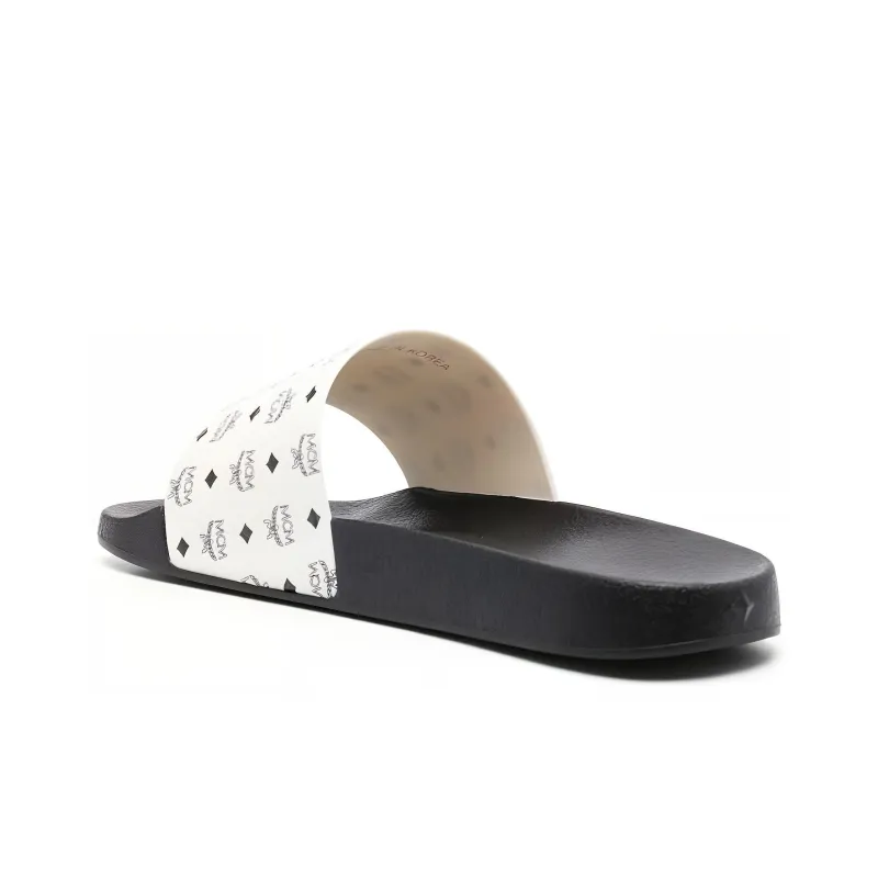 MCM Allover Logo Printed Slip On Slides-3