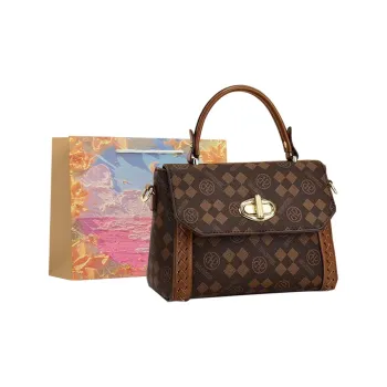 BRINCH PU Small Square Bag Shoulder Bag Regular Women's Coffee/Ecru