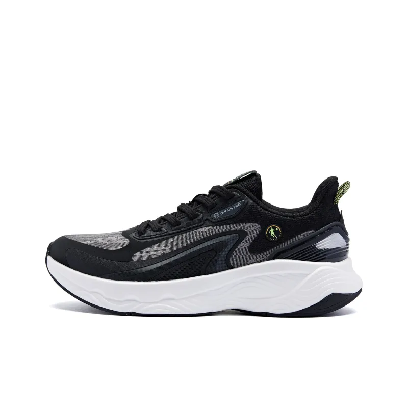 QIAODAN Streamer 4.0 Cushioning, Wear Resistant Low Top Running Shoes Men's Black White-0