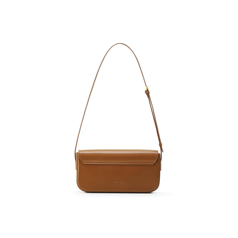 HE BAO BAO Advanced Sensory Pleated Texture Cow Leather Shoulder Bag Crossbody Bag Women's Classic Black/Toffee Brown-1