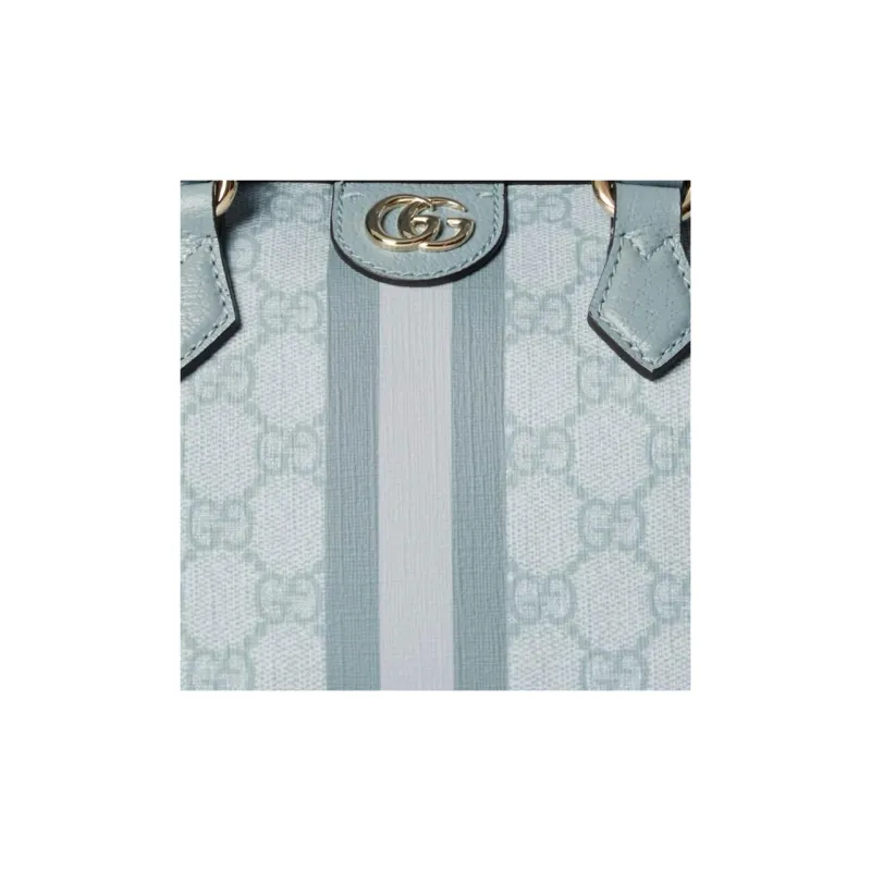 GUCCI Ophidia Canvas With Leather Canvas Bag, Shoulder Bag, Crossbody Bag, Handbag Mini Women's Gray Blue-6