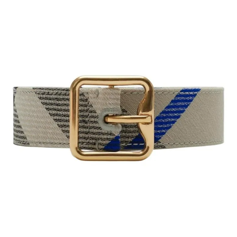 Burberry Brand Logo Polyester Leather Belts Women's Moss Green Width 3cm-0