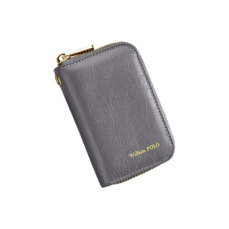 WilliamPOLO Cow Leather Multifunction Trunk Mini Card Bag With Zipper Coin Purse Regular Unisex Multicolor-9