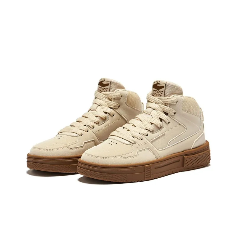 Erke Covenant 3.0 Anti Slip Wear Resistant High Top Skateboard Shoes Women's Light Brown-1