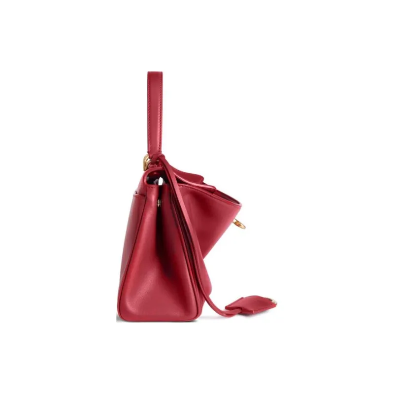 Balenciaga Soft Crocodile Pattern Embossed Cow Leather Shoulder Bag Crossbody Bag Handbag Mini Women's Red-3