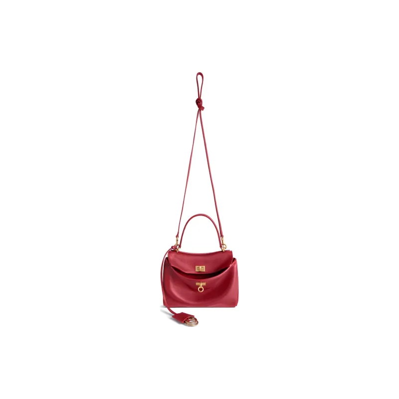 Balenciaga Soft Crocodile Pattern Embossed Cow Leather Shoulder Bag Crossbody Bag Handbag Mini Women's Red-1