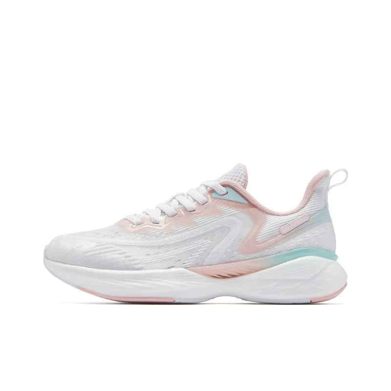 QIAODAN Flying Shadow Team1.0 Abrasion Resistant Lightweight Slip Resistant Low Top Running Shoes Women's White Pink-0