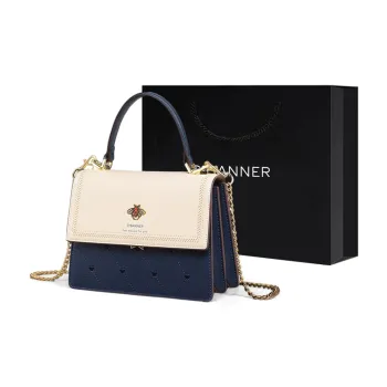 C°BANNER Cow Leather With Synthetic Leather Small Square Bag, Shoulder Bag, Crossbody Bag, Handbag, Chain Bag Women's