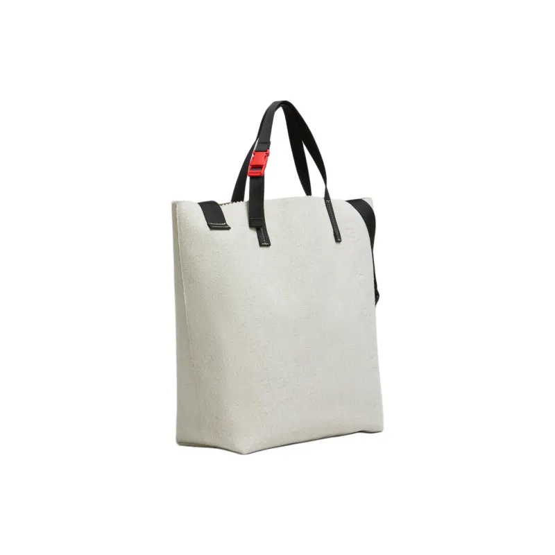 MARNI Tribeca Cotton With Linen Tote Bag, Shopping Bag, Handbag Unisex White-2