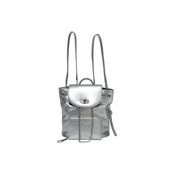 Shinpos Cow Leather Backpack Regular Women's Silver
