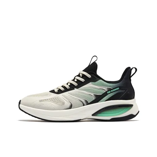 QIAODAN Durable Breathable Low Top Running Shoes Men's Gray Green Black