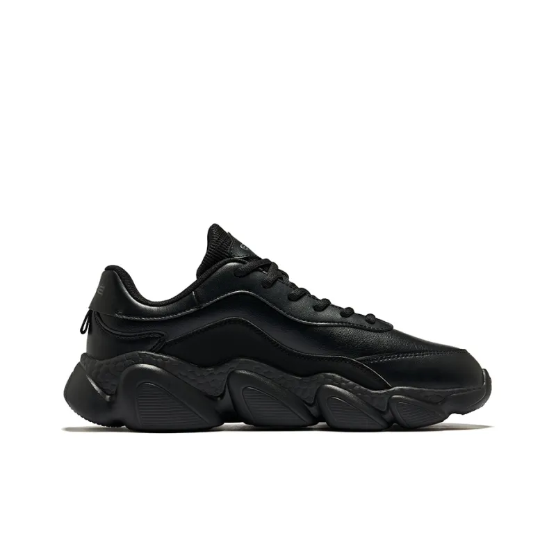 Erke Sweetheart 2 Leather Wear Resistant Slip Resistant Low Top Casual Shoes Men's Jet Black-1