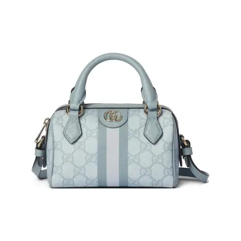 GUCCI Ophidia Canvas With Leather Canvas Bag, Handbag, Shoulder Bag, Crossbody Bag Extra Mini Women's Gray Blue