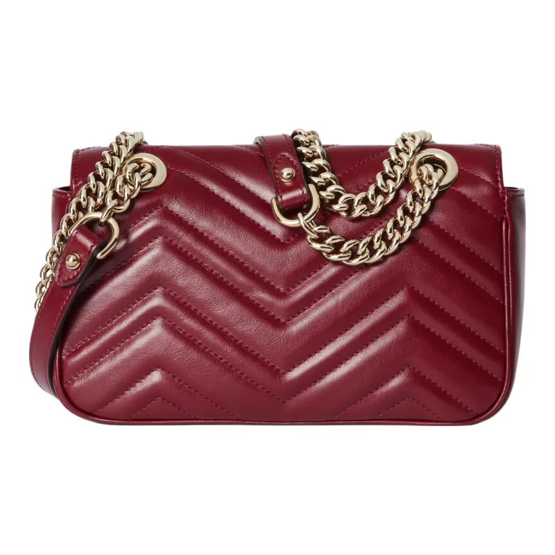 GUCCI GG Marmont Leather Crossbody Bag, Shoulder Bag Women's Burgundy-3