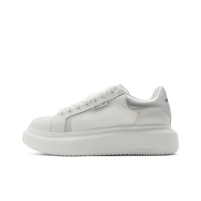 BELLE Cushioning Low-Top Skateboard Shoes Women's White-4