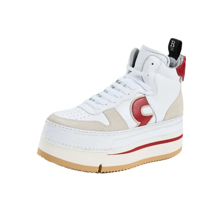 R13 Riot High-Top Skateboard Shoes Women's White Red-0