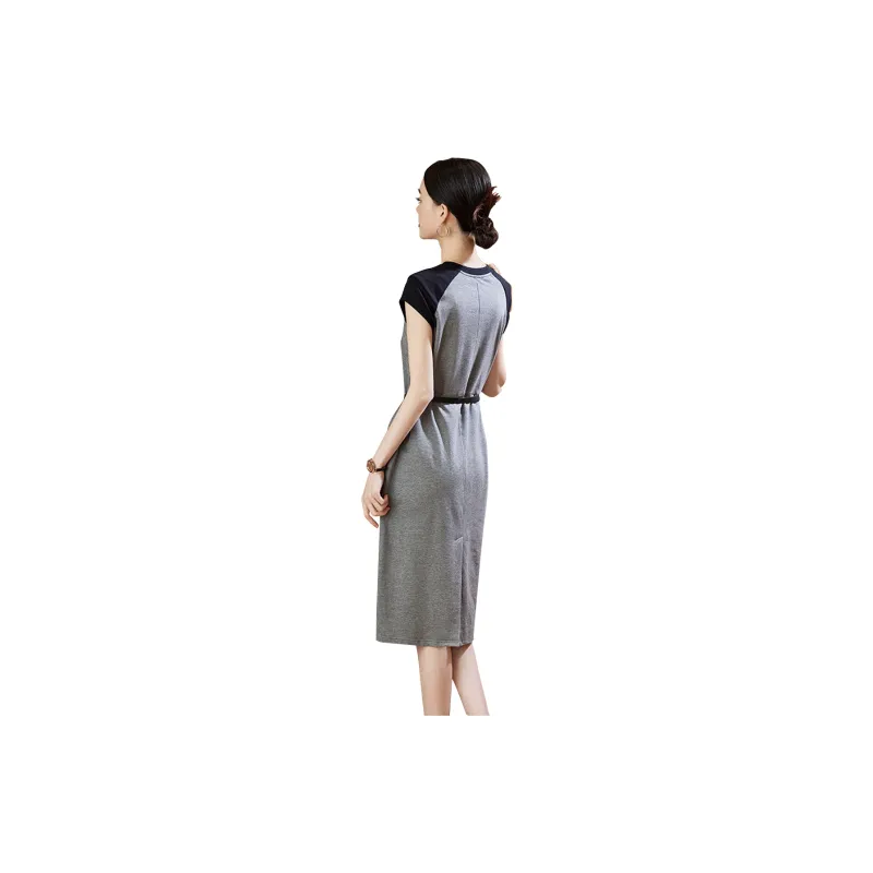 Hang Yi Court Short Sleeved Dresses Women's Gray-1