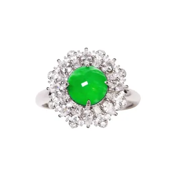 Cuiya Golden Building Ice Type Jadeite Rings Unisex