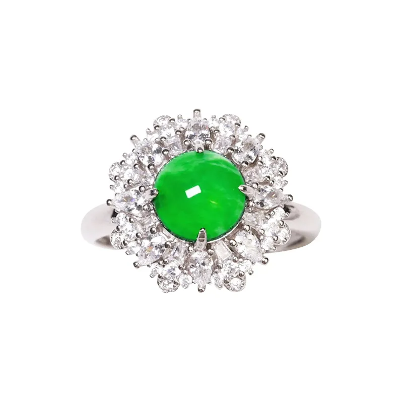 Cuiya Golden Building Ice Type Jadeite Rings Unisex-0