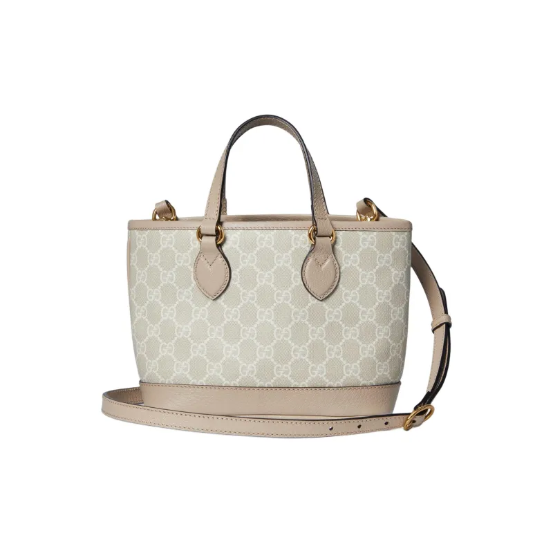 GUCCI Ophidia Canvas With Leather Trim Shoulder Bag, Crossbody Bag, Handbag Mini Women's Beige & White-4