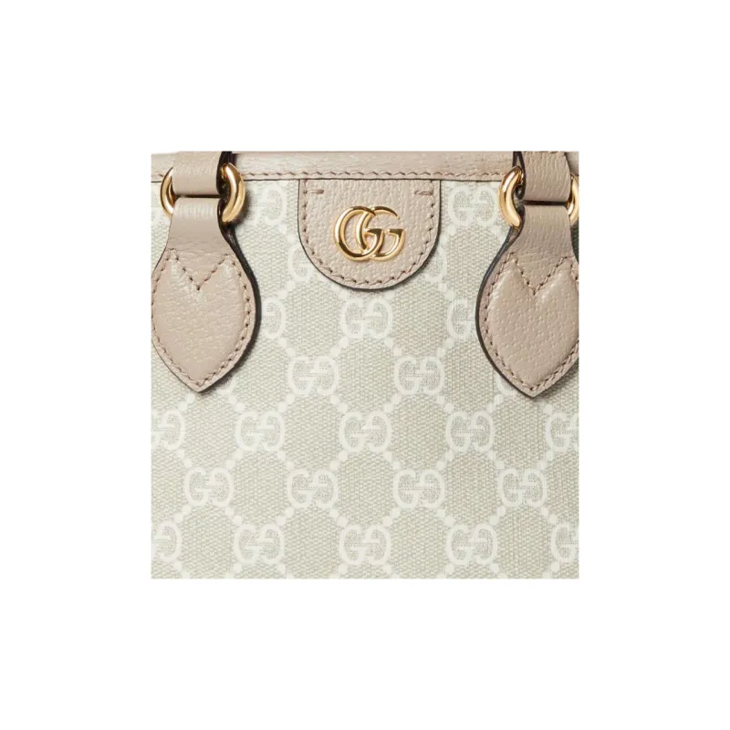 GUCCI Ophidia Canvas With Leather Trim Shoulder Bag, Crossbody Bag, Handbag Mini Women's Beige & White-8