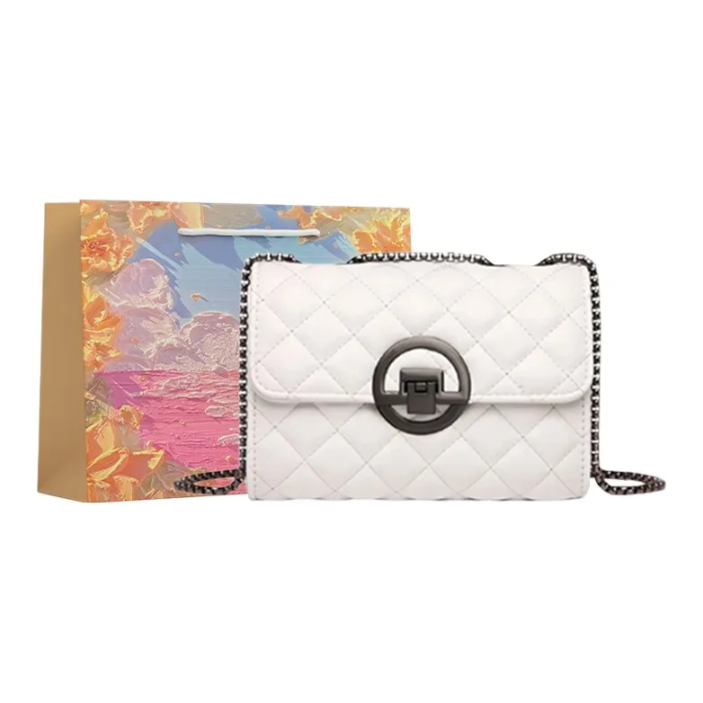 BRINCH PU Shoulder Bag Small Size Women's Black/White-0