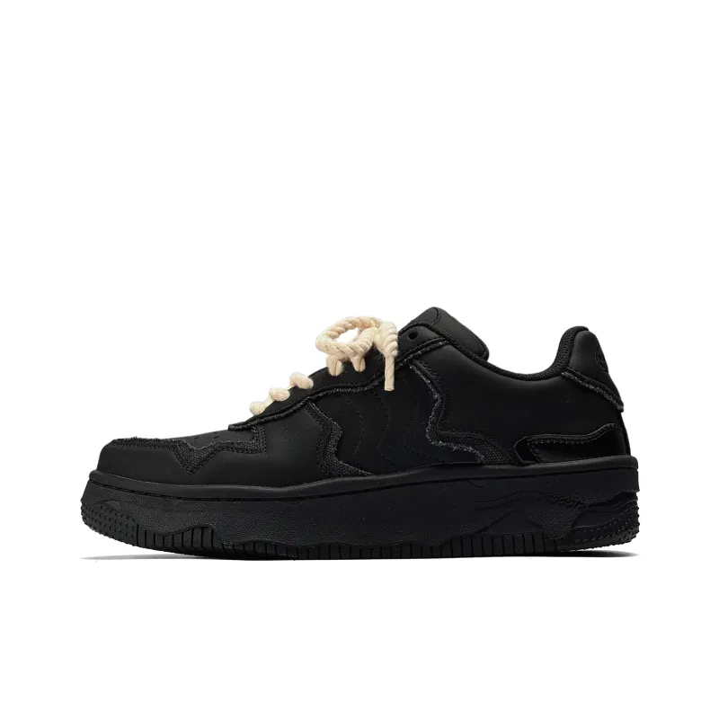 Fang Sanhuo Slip Resistant Water Resistant Cushioned Wear Resistant Low Top Skateboard Shoes Unisex Black-0