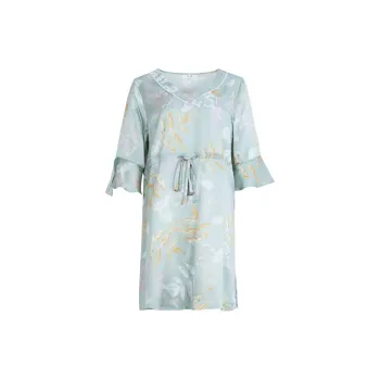 Silk Boundary Nightgown Women's Light Blue