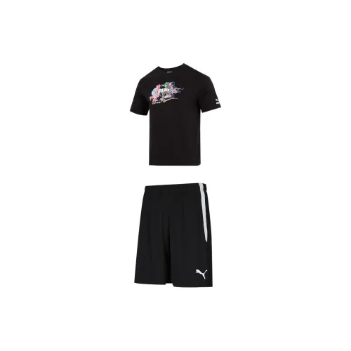 PUMA SS23 LaMelo Ball Series Casual Sportswear Men Set Black T-Shirts+Black Shorts