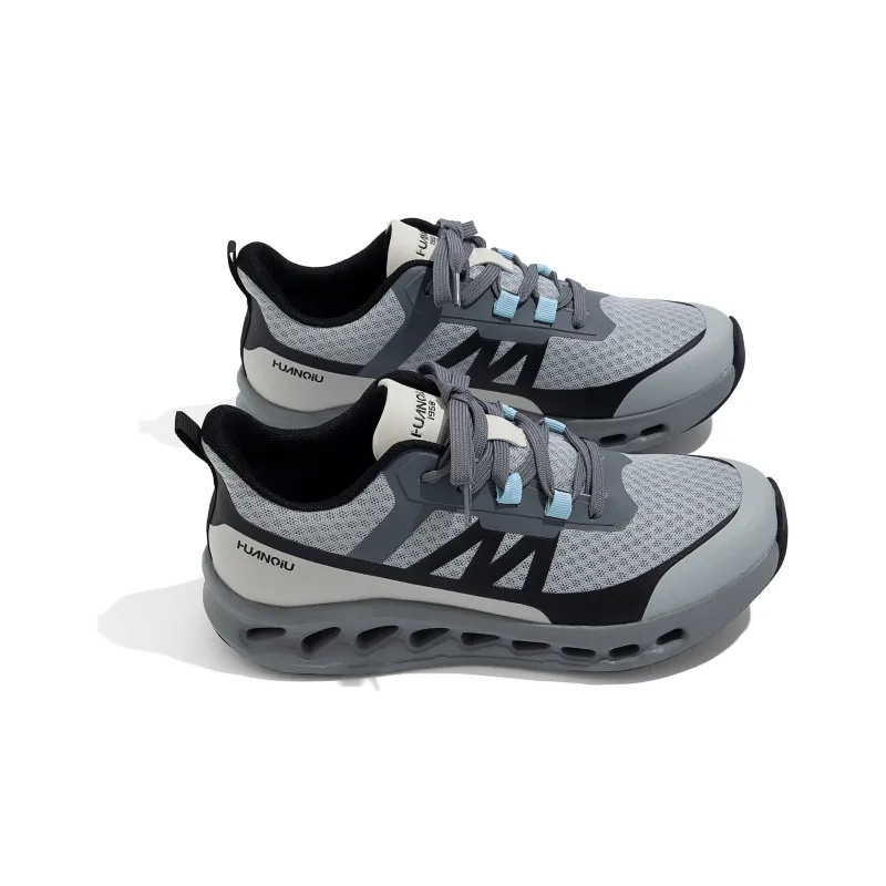 HUANQIU Cushioning, Waterproof, And Breathable Rebound Low Top Running Shoes Men's Gray Black-5