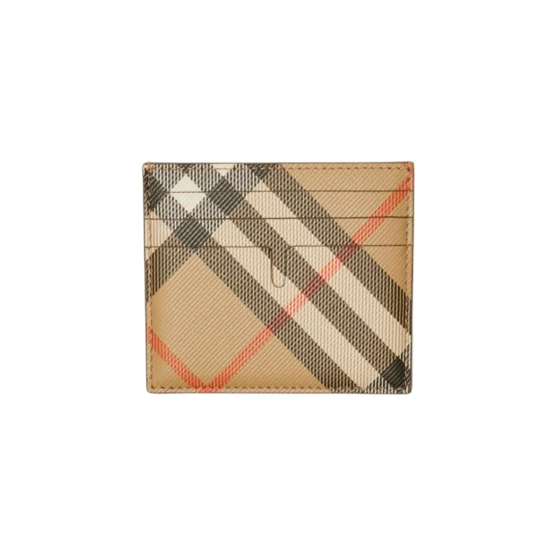 Burberry Polyurethane Coated Polyester Card Holder Men's Sand-1