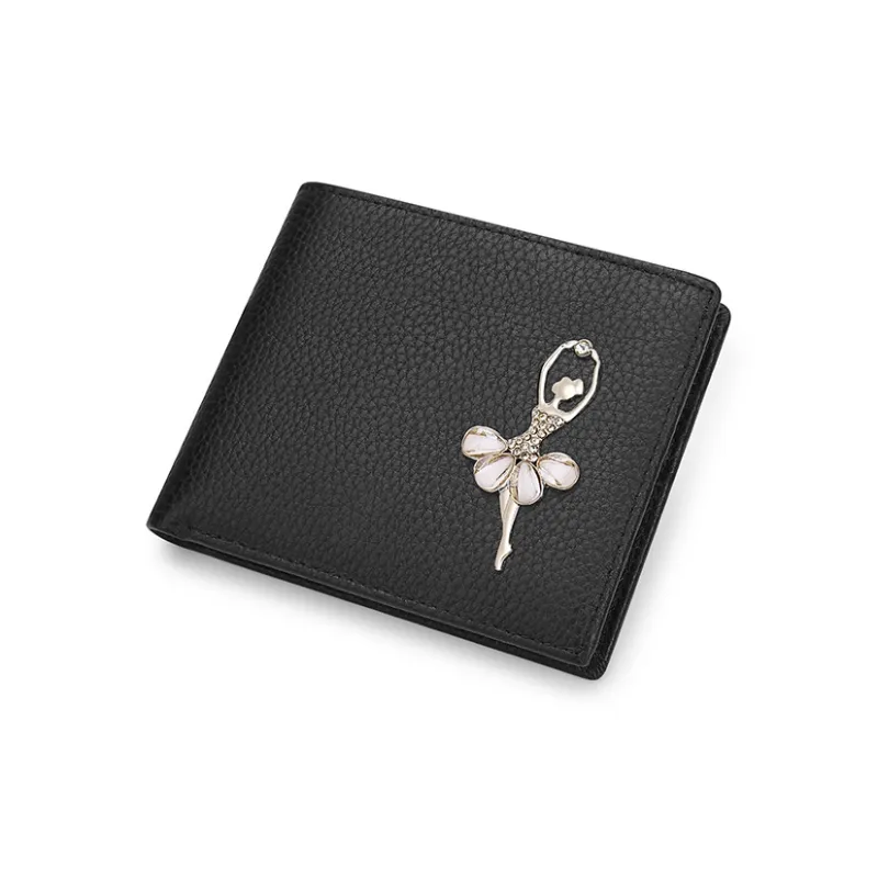 MEXICAN Cow Leather Wallet Trumpets Women's Black/Pink/Ecru-1