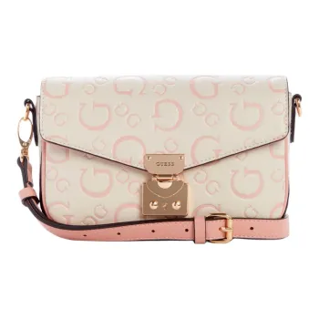GUESS Faux Leather Shoulder Bag Crossbody Bag Women's Gray White