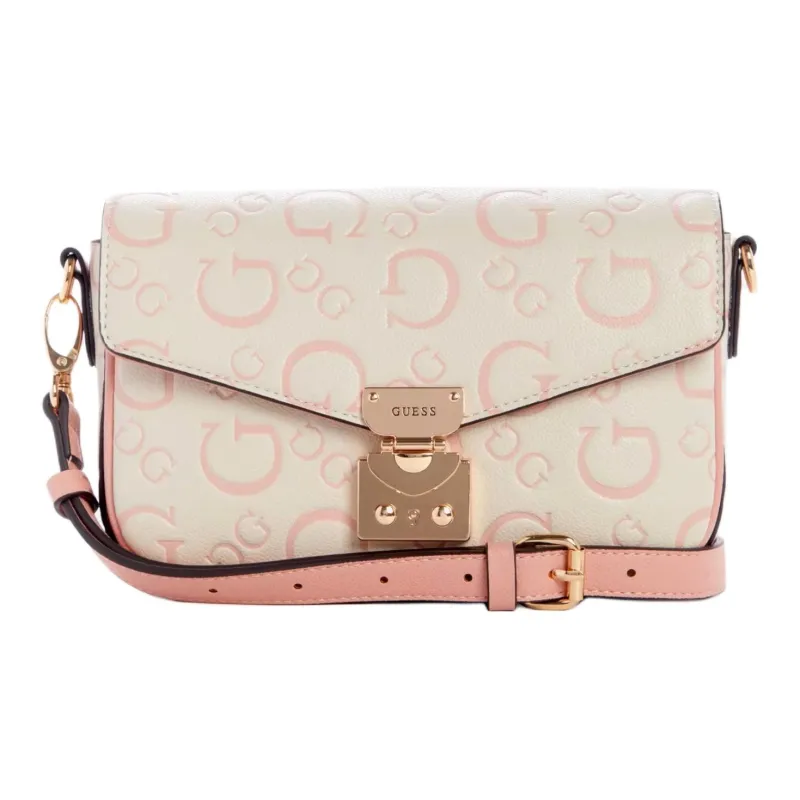 GUESS Faux Leather Shoulder Bag Crossbody Bag Women's Gray White-0