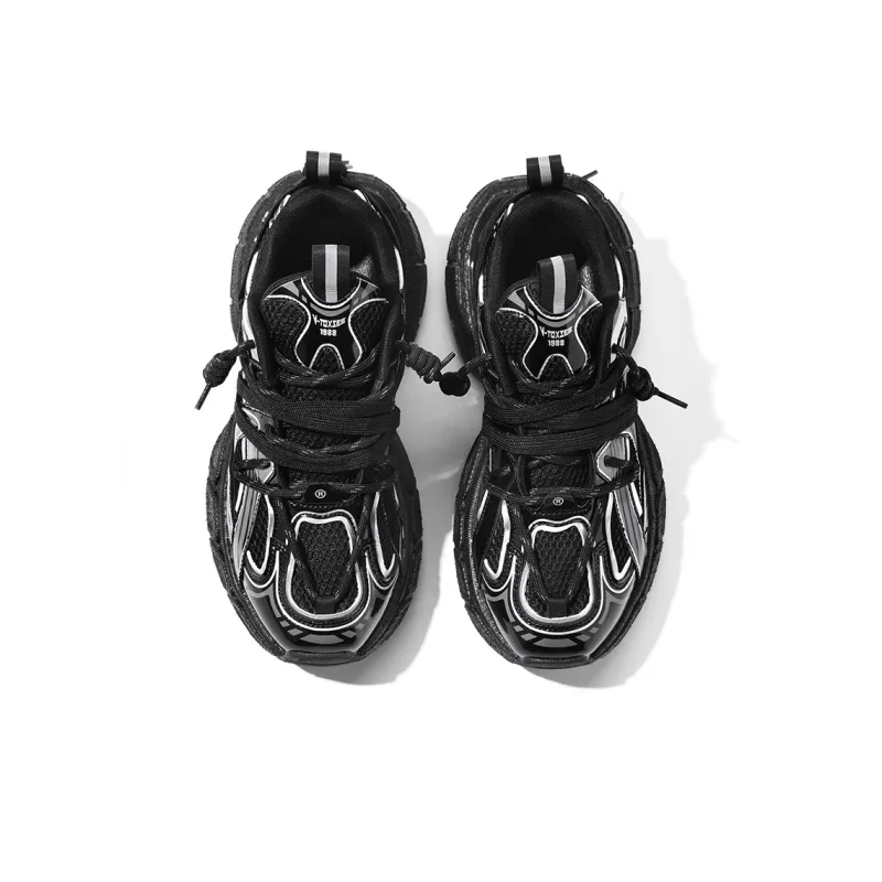 V TOXSEIE Low Top Chunky Sneakers Unisex Black-2