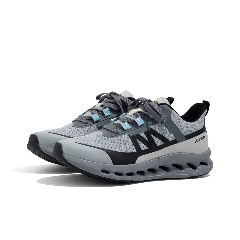 HUANQIU Cushioning, Waterproof, And Breathable Rebound Low Top Running Shoes Men's Gray Black-2