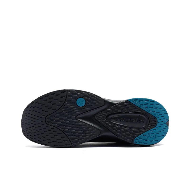 QIAODAN Streamer 4.0 Cushioning Wear Resistant Low Top Running Shoes Men's Black Cyan-4