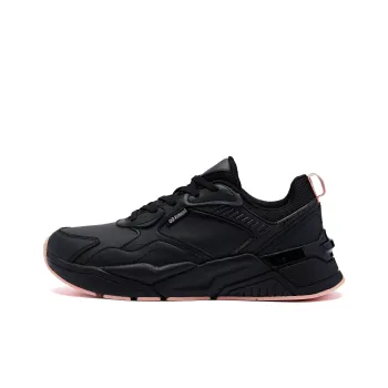 QIAODAN Cushioned Water Resistant Lightweight Low Top Running Shoes Women's Black Apricot Pink