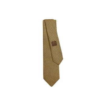 HERMES Mulberry Silk Ties Men's Yellow