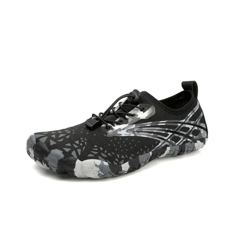 GESENLANG Slip Resistant Breathable Quick Dry Wear Resistant River Trekking Shoes Men's Black Gray-1