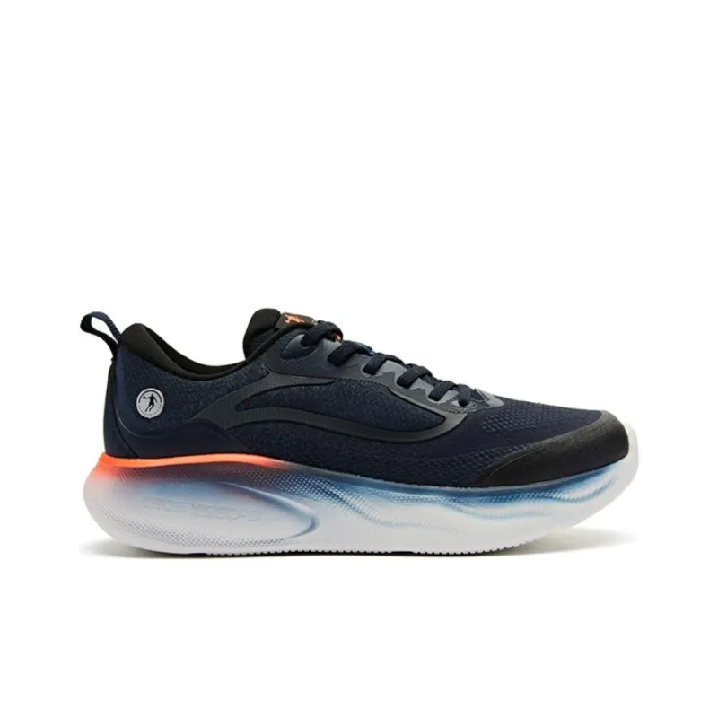 QIAODAN Light 1.0 Cushioned Slip Resistant Low Top Casual Running Shoes Men's Black Blue-1