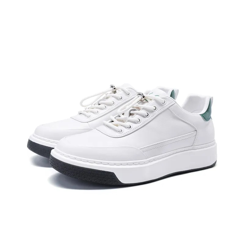 Satchi Cushioning Height Increasing Wear-Resistant Slip-Resistant Low-Top Casual Skateboard Shoes Men's White 4CM-4