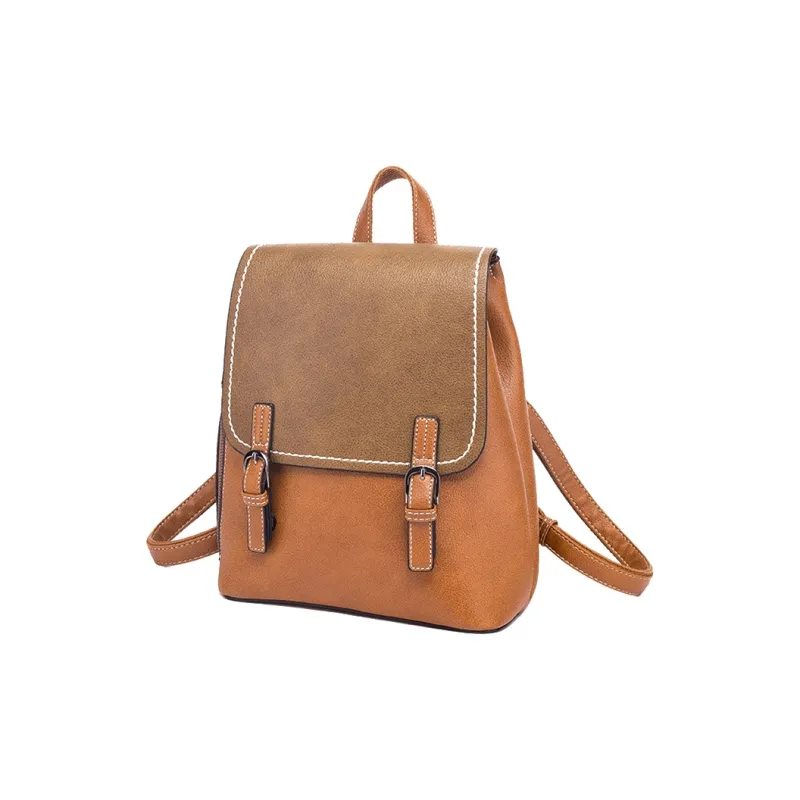 TTaG．baG PU Carry Backpack Women's Caramel/Deep Sea Blue/Black-2