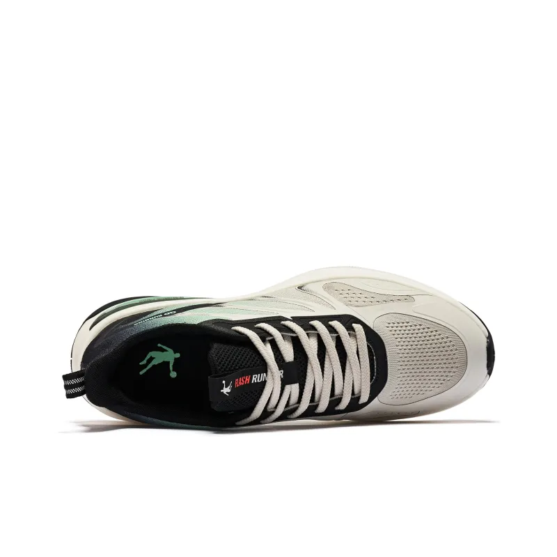 QIAODAN Durable Breathable Low Top Running Shoes Men's Gray Green Black-3